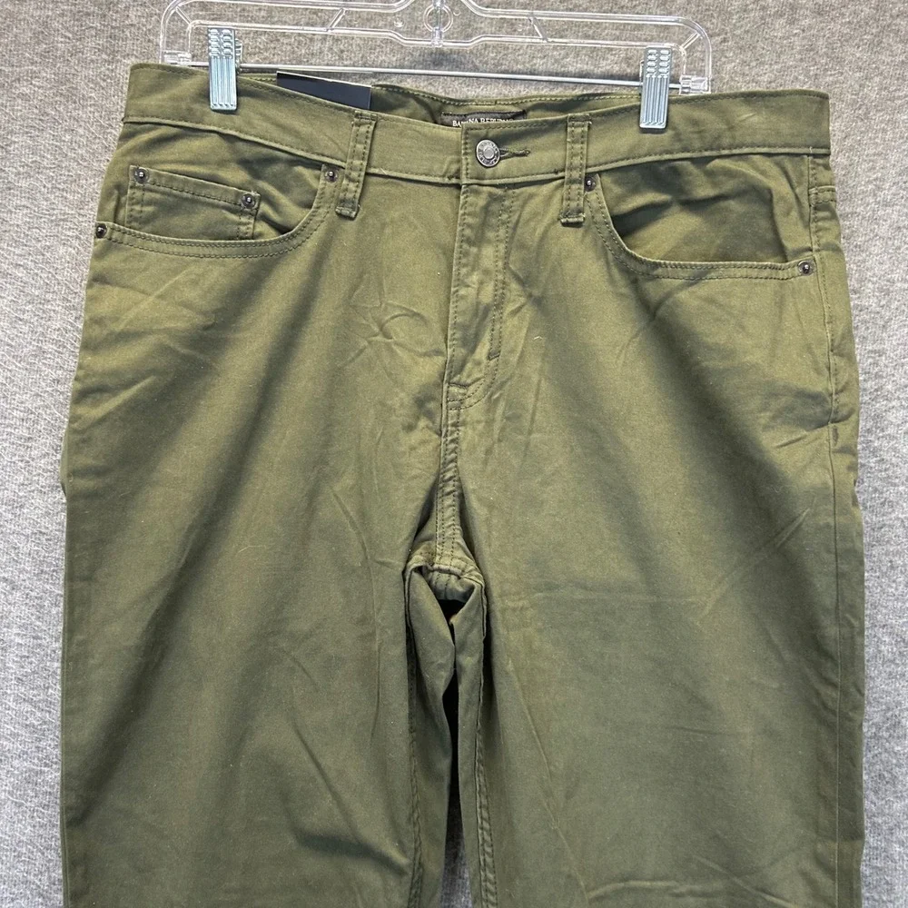 Banana Republic Mens Straight Leg Pants 34x34 Olive Green Cotton Stretch 793318